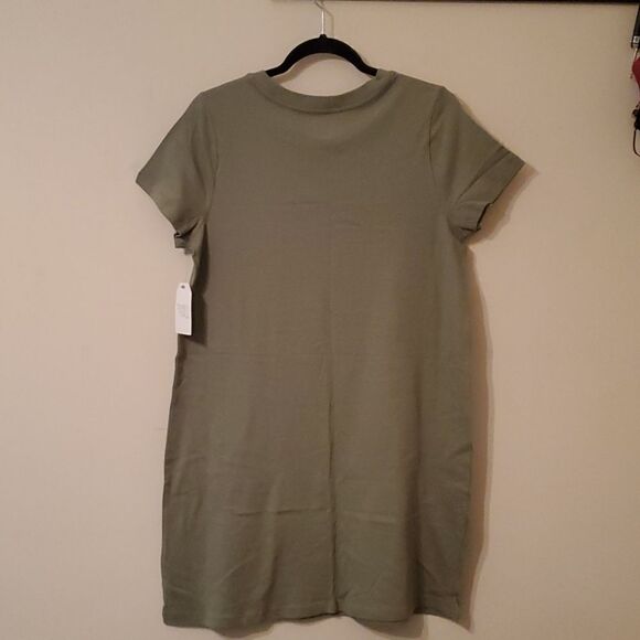Time and Tru Green Shirt Dress Women's Size  8-10 - Picture 3 of 3